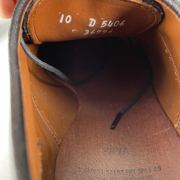 Allen Edmonds Hale Men’s 10 D Black Leather Brogue Cap Toe Derby Dress Shoes EUC - Picture 9 of 9